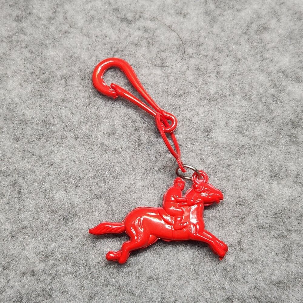 Vintage 1980s Plastic Bell Charm Racing Horse with Jockey For 80s Necklace
